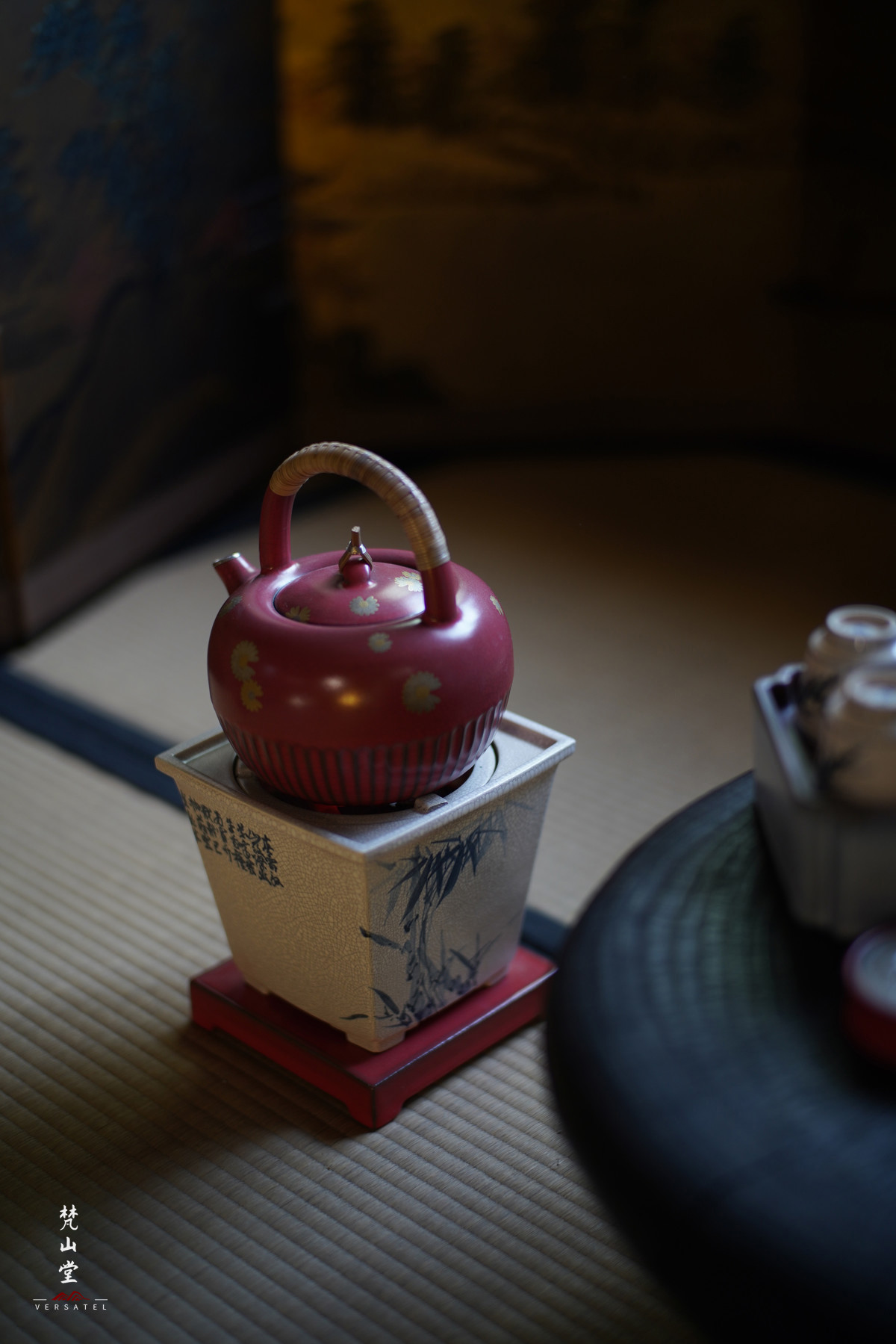 梵山堂青花竹叶诗文长乐四方炉X7